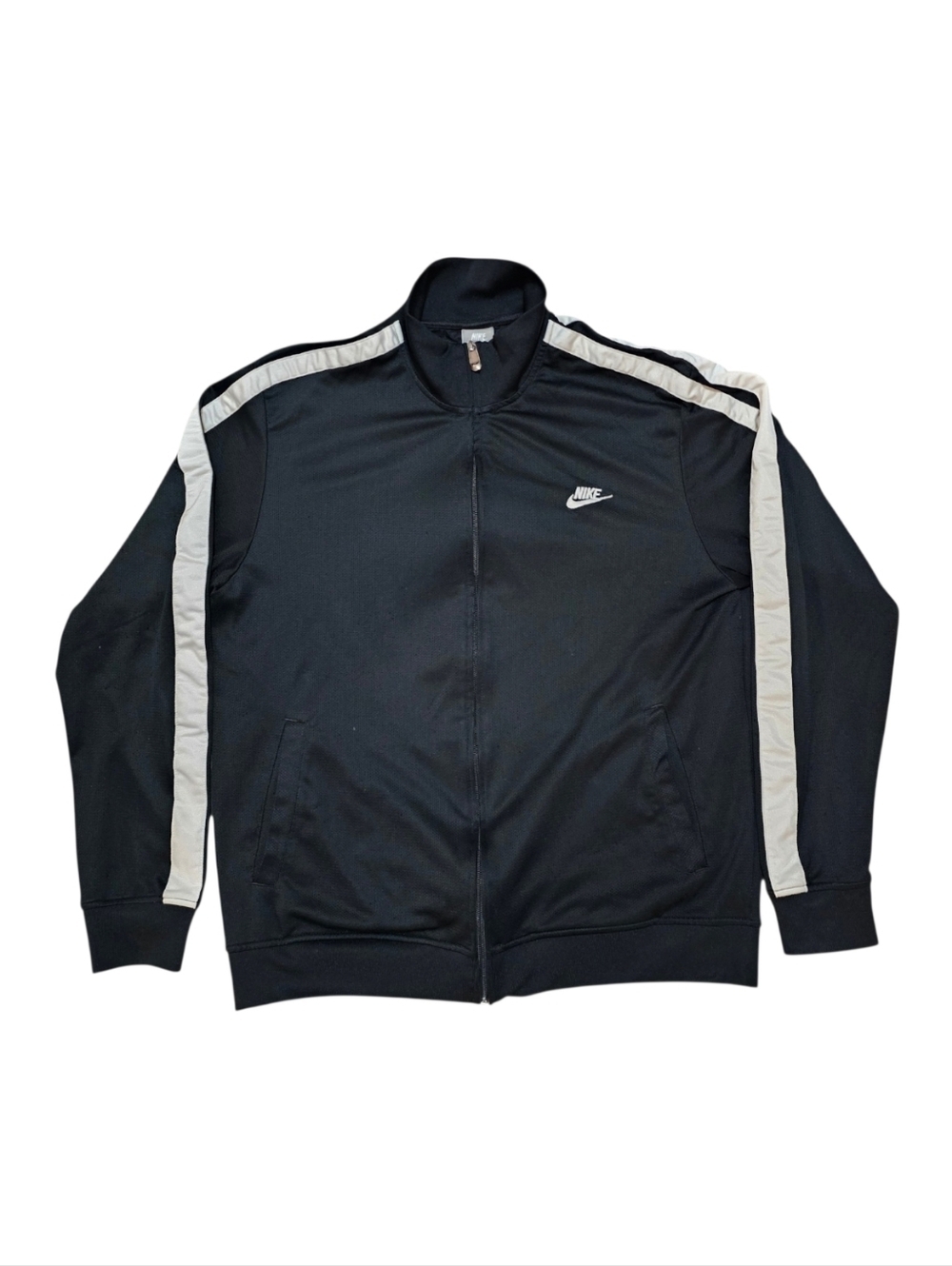 Nike Men's Black Track Jacket with White Stripe